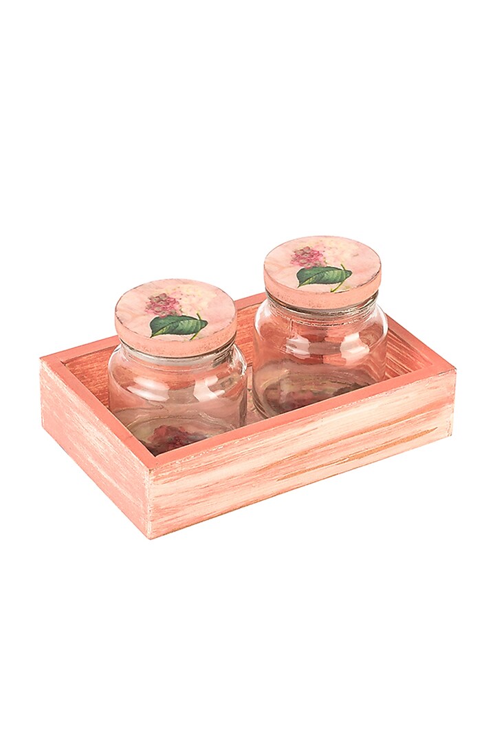 Pink Lotus Jar and Tray Set (Set of 3) by Artychoke
