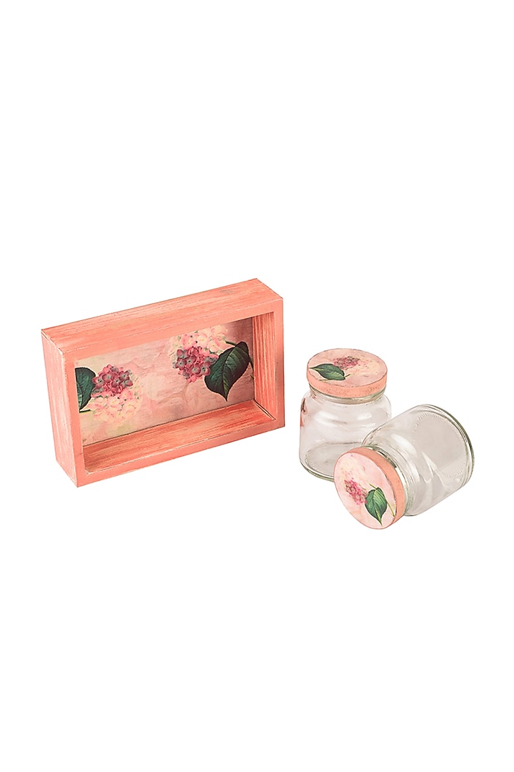 Pink Lotus Jar and Tray Set (Set of 3) by Artychoke at Pernia's Pop Up Shop