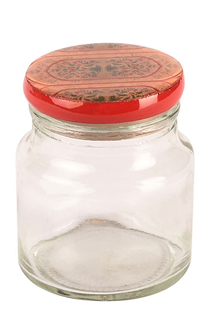 Red Mughal Motif Jar and Tray Set (Set of 5) by Artychoke at Pernia's Pop Up Shop