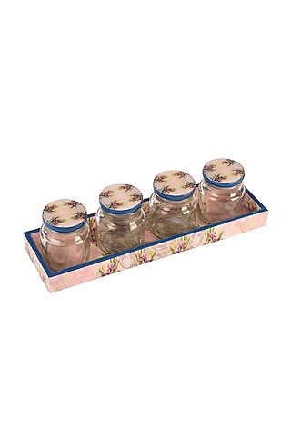 Pink Watercolor Jar and Tray Set (Set of 5) by Artychoke