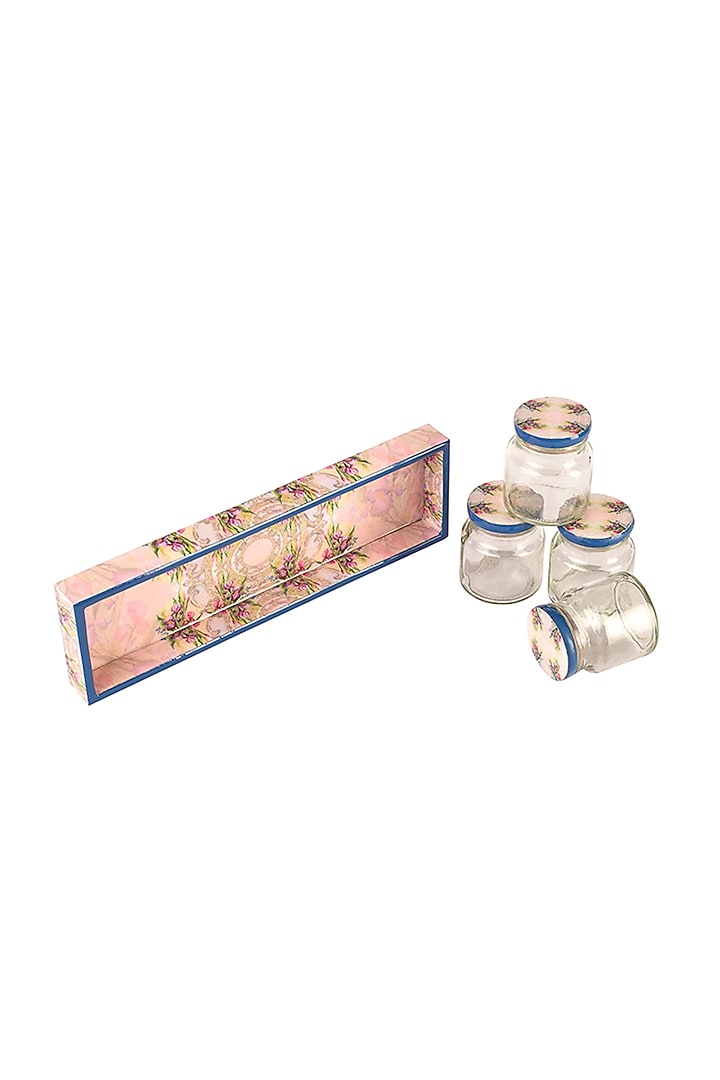 Pink Watercolor Jar and Tray Set (Set of 5) by Artychoke at Pernia's Pop Up Shop