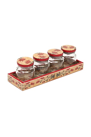 Pink Watercolor Jar and Tray Set (Set of 5) by Artychoke