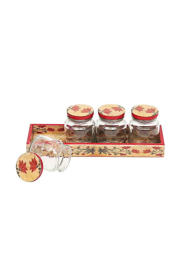 Pink Watercolor Jar and Tray Set (Set of 5) by Artychoke at Pernia's Pop Up Shop