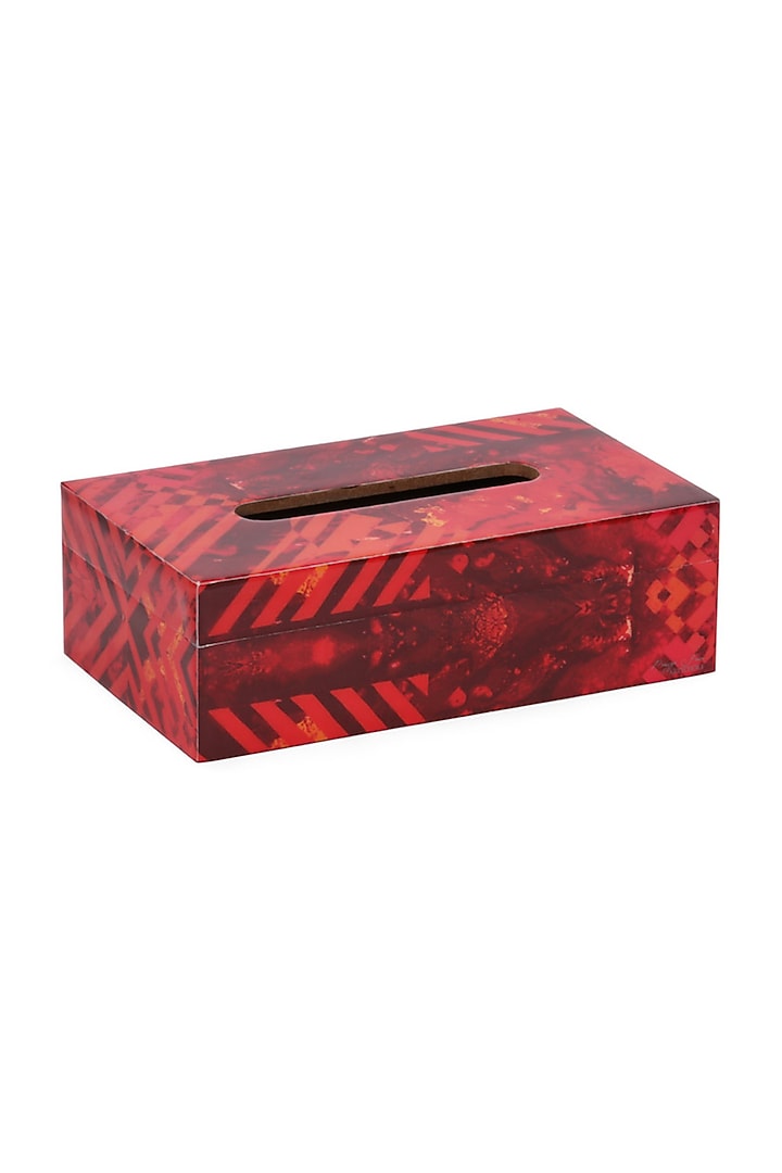 Red Strokes Wooden Tissue Box by Artychoke at Pernia's Pop Up Shop