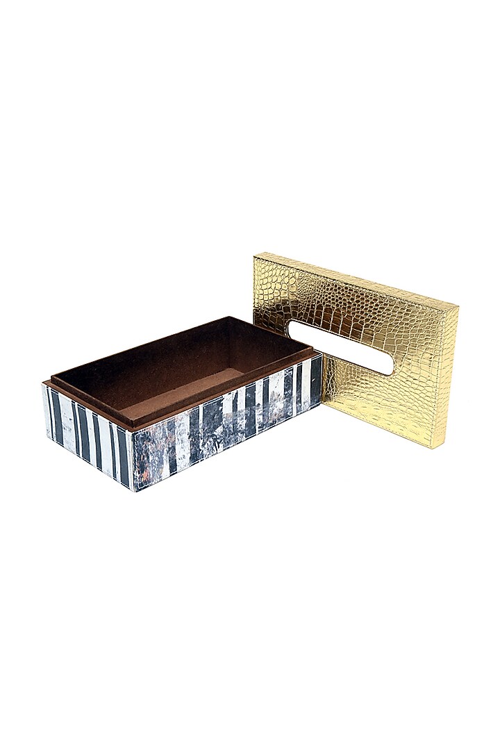 Black & White Striped Leather Tissue Box by Artychoke at Pernia's Pop Up Shop