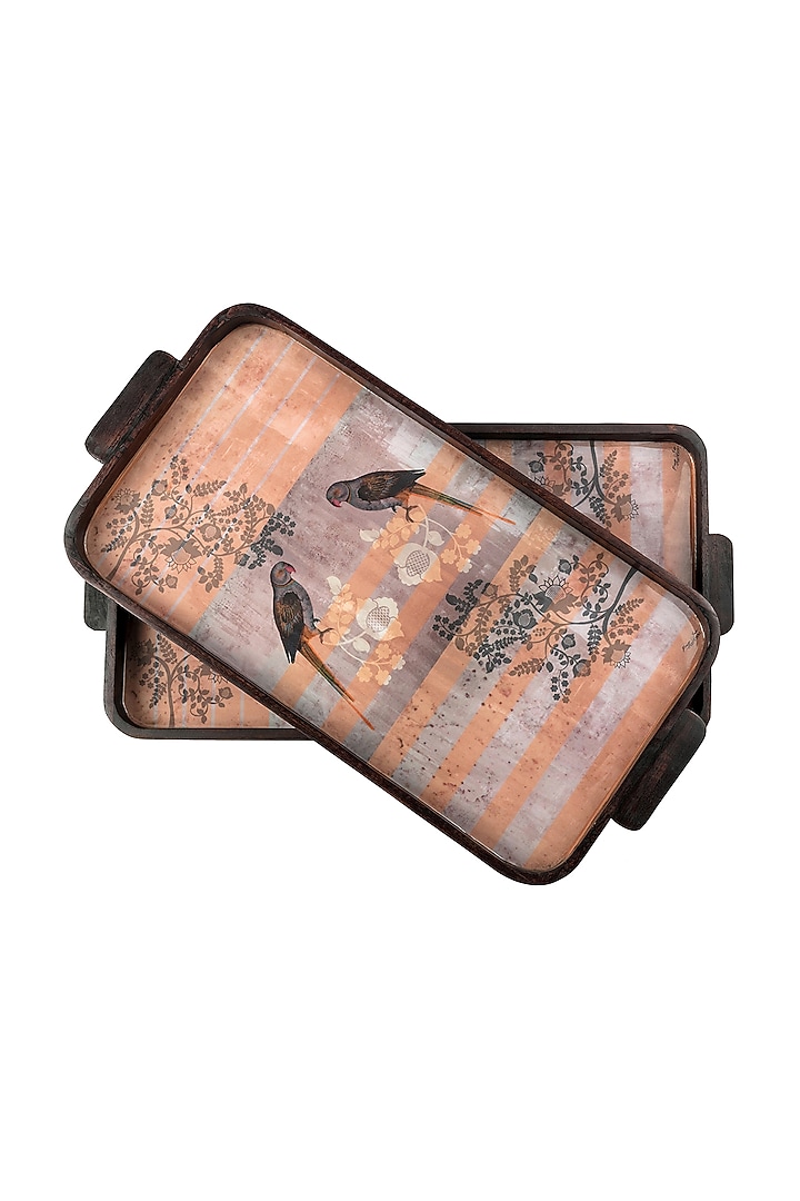 Peach Parrot Oversized Wooden Trays (Set of 2) by Artychoke at Pernia's Pop Up Shop