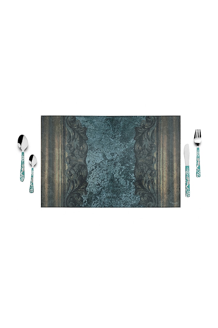 Green Cement Carved Table Mats (Set of 6) by Artychoke