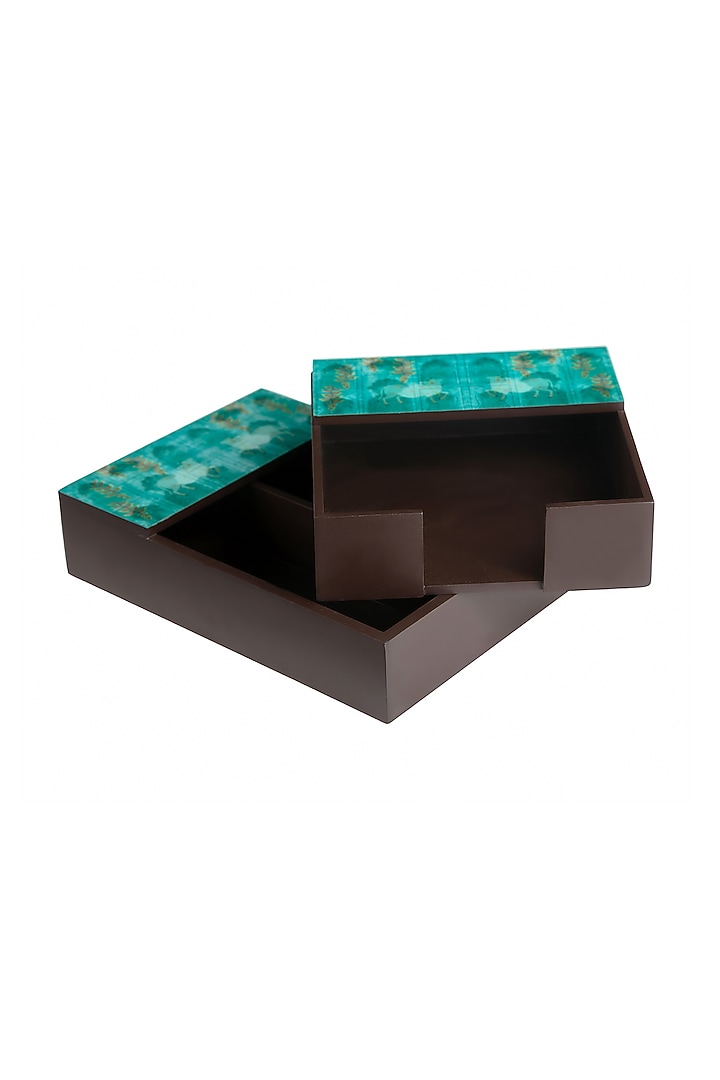Nandi Teal Cutlery & Napkin Holder Set by Artychoke at Pernia's Pop Up Shop