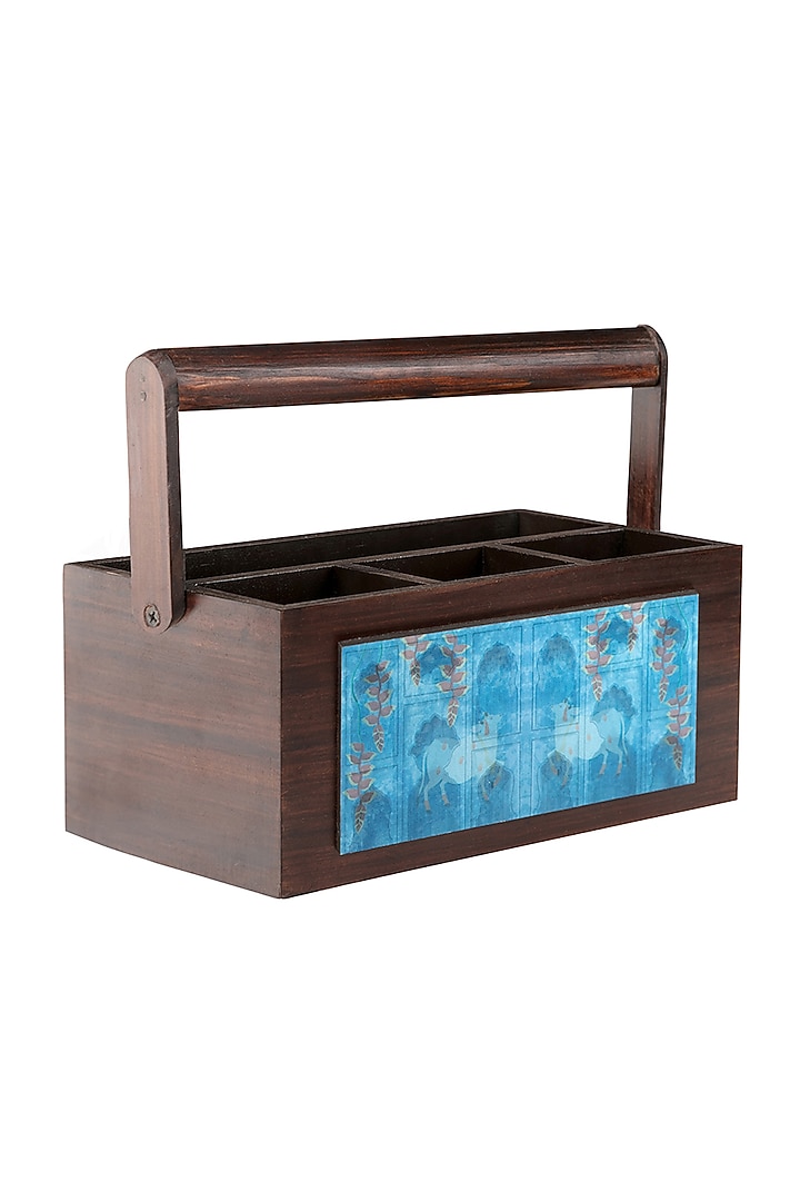 Nandi Blue Wooden Organiser by Artychoke at Pernia's Pop Up Shop