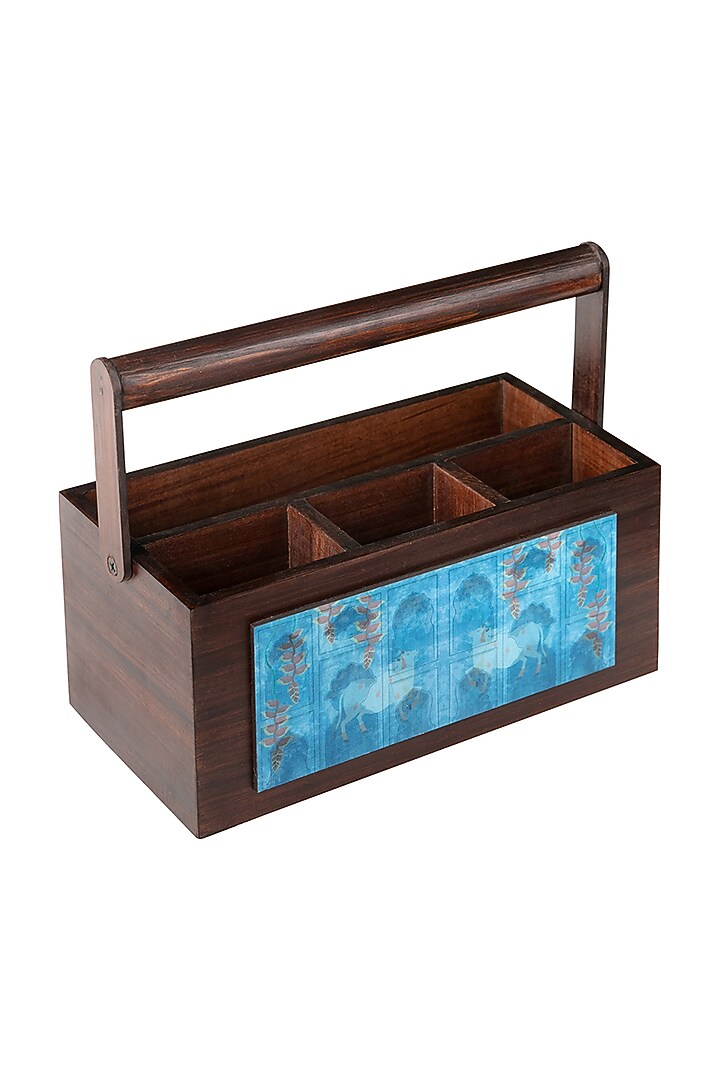 Nandi Blue Wooden Organiser by Artychoke at Pernia's Pop Up Shop