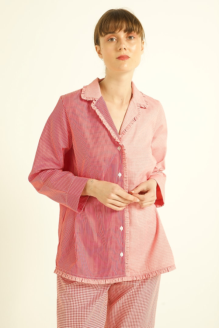 Blush Pink Color Blocked Night Suit by Dash and Dot at Pernia's Pop Up Shop