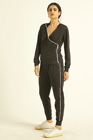 Black Recycled Polyester Jogger Pants by Dash and Dot