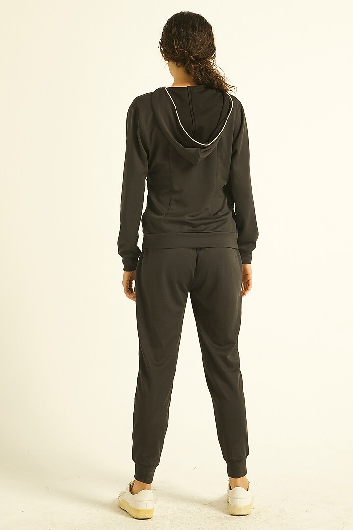 Black Recycled Polyester Jogger Pants by Dash and Dot at Pernia's Pop Up Shop