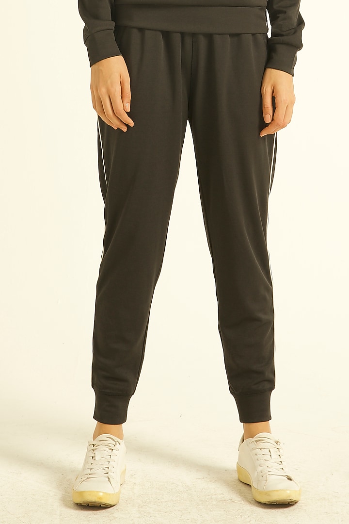 Black Recycled Polyester Jogger Pants by Dash and Dot at Pernia's Pop Up Shop