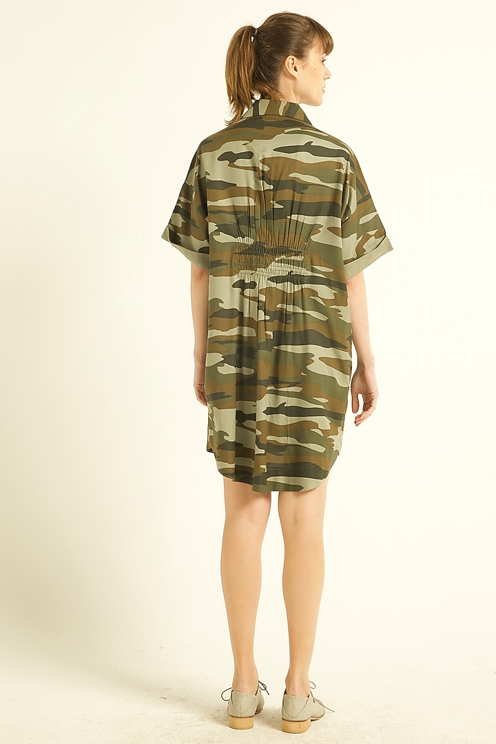 Olive Green Printed Summer Dress by Dash and Dot at Pernia's Pop Up Shop