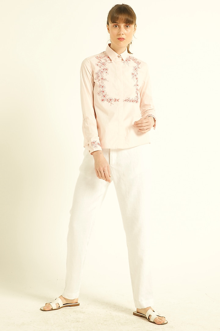 Blush Pink Embroidered Shirt by Dash and Dot