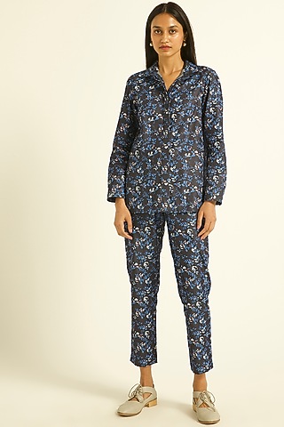 Black Floral Printed Shirt by Dash and Dot