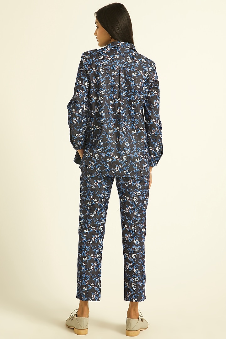 Black Floral Printed Shirt by Dash and Dot at Pernia's Pop Up Shop