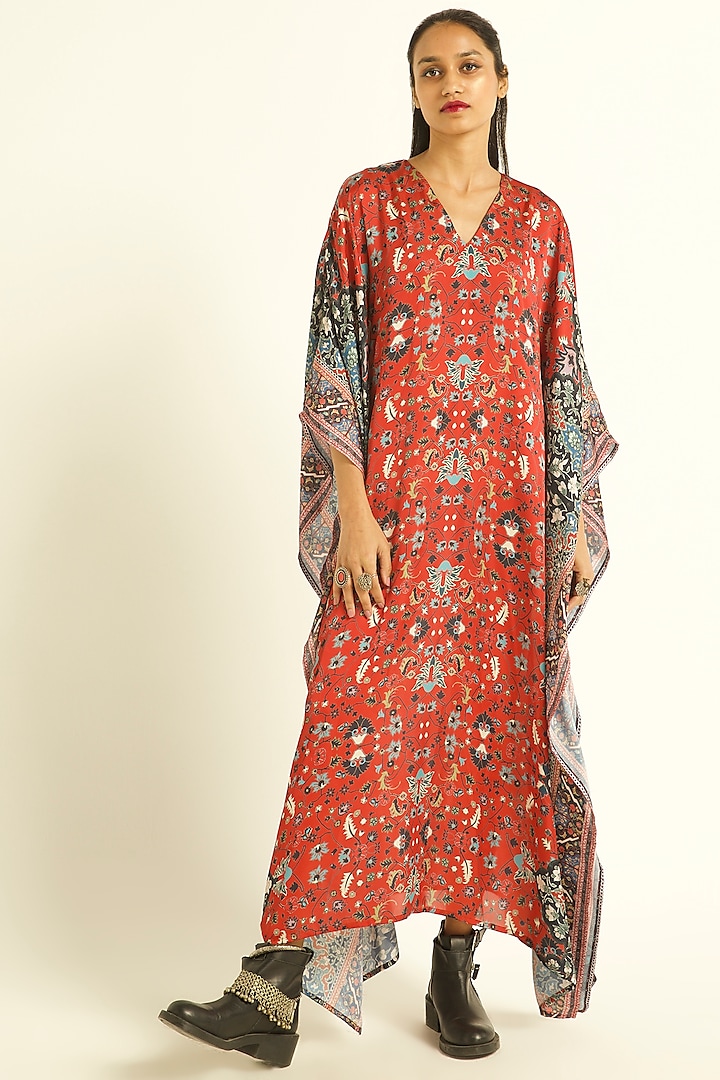 Clear Red Printed Kaftan by Dash and Dot