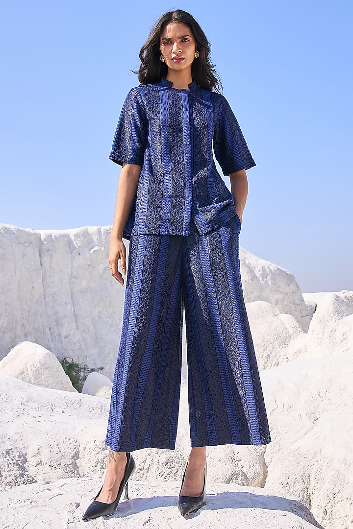 Navy Blue Polyester Top by Dash and Dot at Pernia's Pop Up Shop