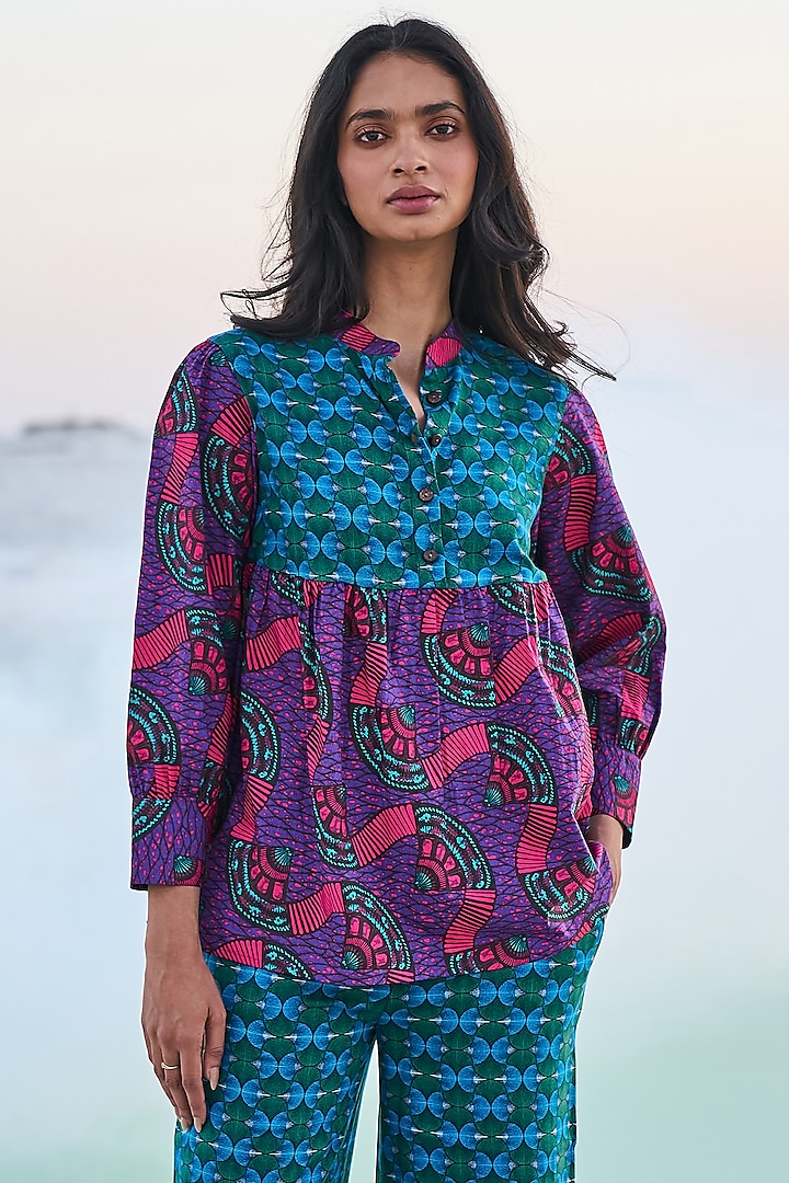 Multi-Coloured Cotton Printed Top by Dash and Dot