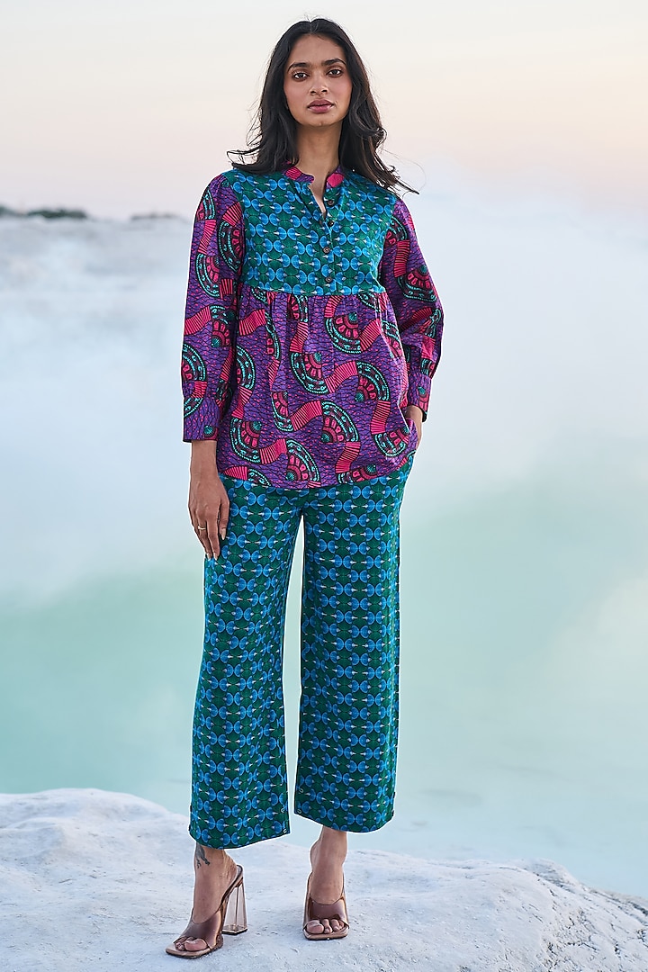 Multi-Coloured Cotton Printed Co-Ord Set by Dash and Dot at Pernia's Pop Up Shop