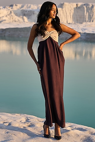 Ivory Satin Maxi Dress by Dash and Dot
