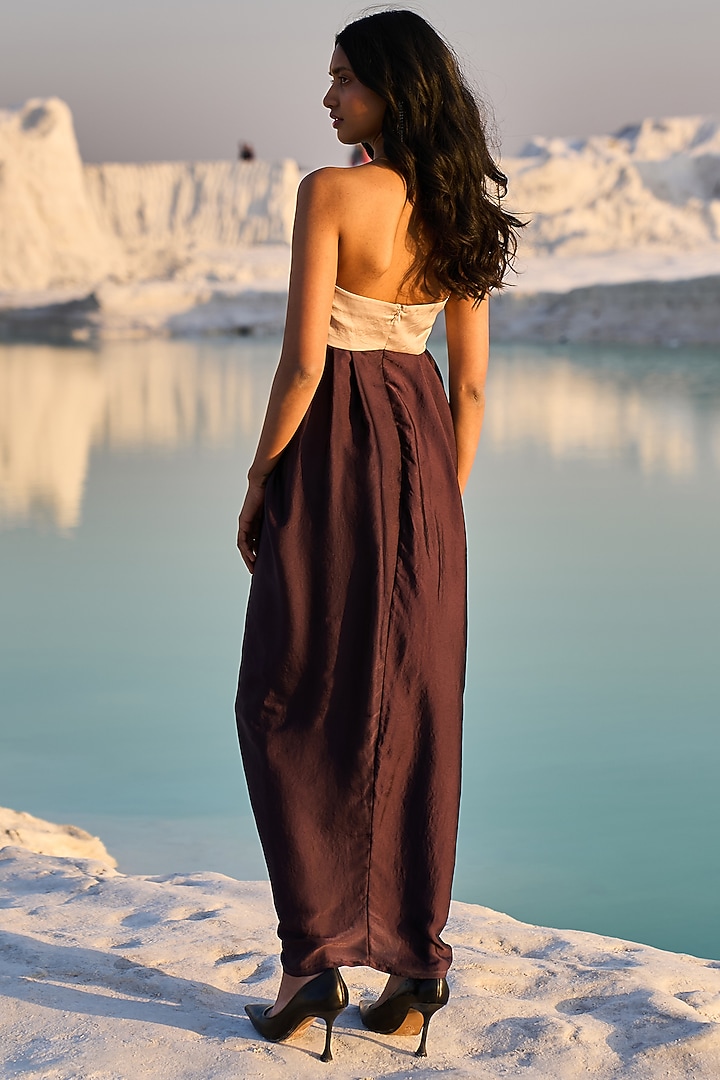 Ivory Satin Maxi Summer Dress by Dash and Dot at Pernia's Pop Up Shop