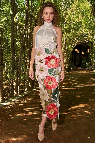 Ivory Recycled Polyester & Satin Top by Dash and Dot