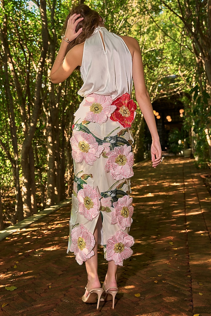 Ivory Recycled Polyester & Satin Top by Dash and Dot at Pernia's Pop Up Shop