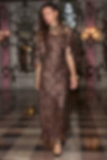 Antique Mocha Cotton Embroidered Jacket by Dash and Dot at Pernia's Pop Up Shop