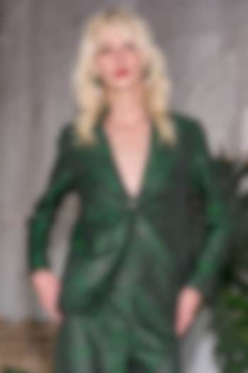 Black & Emerald Green Polyester Blazer by Dash and Dot at Pernia's Pop Up Shop