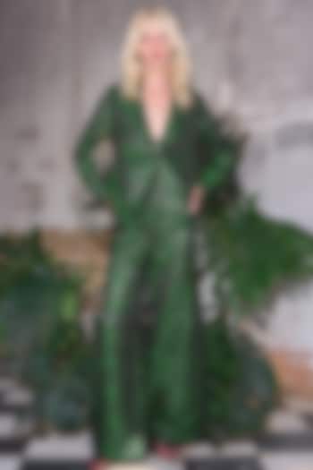 Black & Emerald Green Polyester Blazer Set by Dash and Dot at Pernia's Pop Up Shop