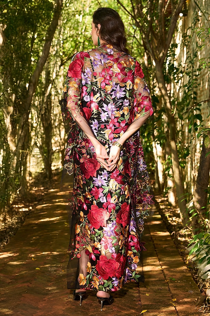 Multi-Colored Polyester Floral Printed Kaftan Summer Dress by Dash and Dot at Pernia's Pop Up Shop