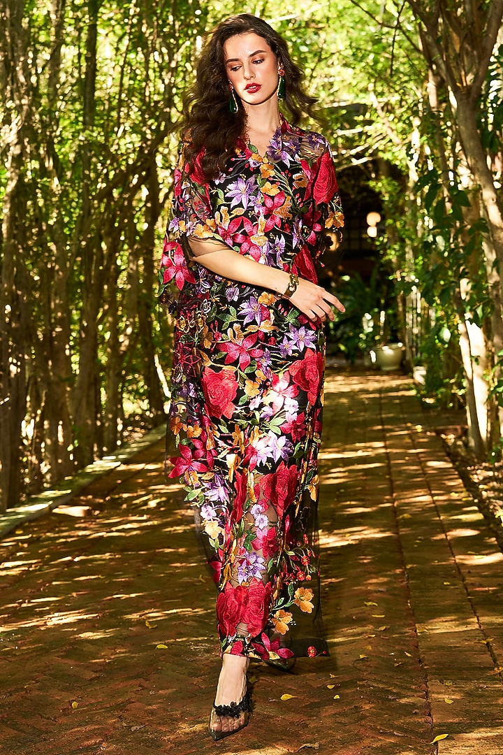 Multi-Colored Polyester Floral Printed Kaftan Summer Dress by Dash and Dot at Pernia's Pop Up Shop