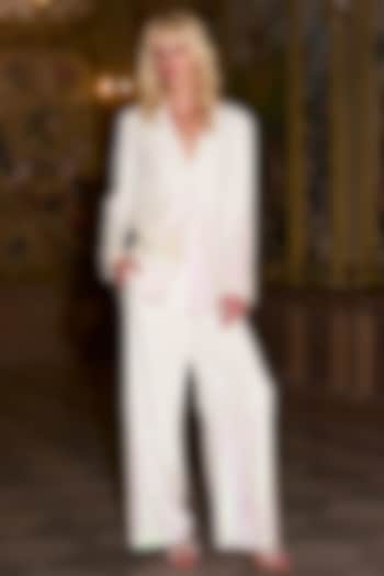 Ivory Ombre Polyester Sequins Hand Embellished Blazer by Dash and Dot at Pernia's Pop Up Shop