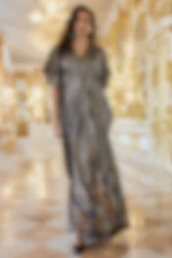 Multi-Colored Polyester Sequins Embroidered Kaftan Summer Dress by Dash and Dot at Pernia's Pop Up Shop