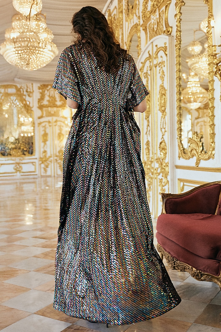 Multi-Colored Polyester Sequins Embroidered Kaftan Summer Dress by Dash and Dot at Pernia's Pop Up Shop