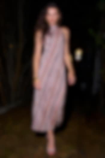 Multi-Colored Polyester Striped Halter Summer Dress by Dash and Dot at Pernia's Pop Up Shop