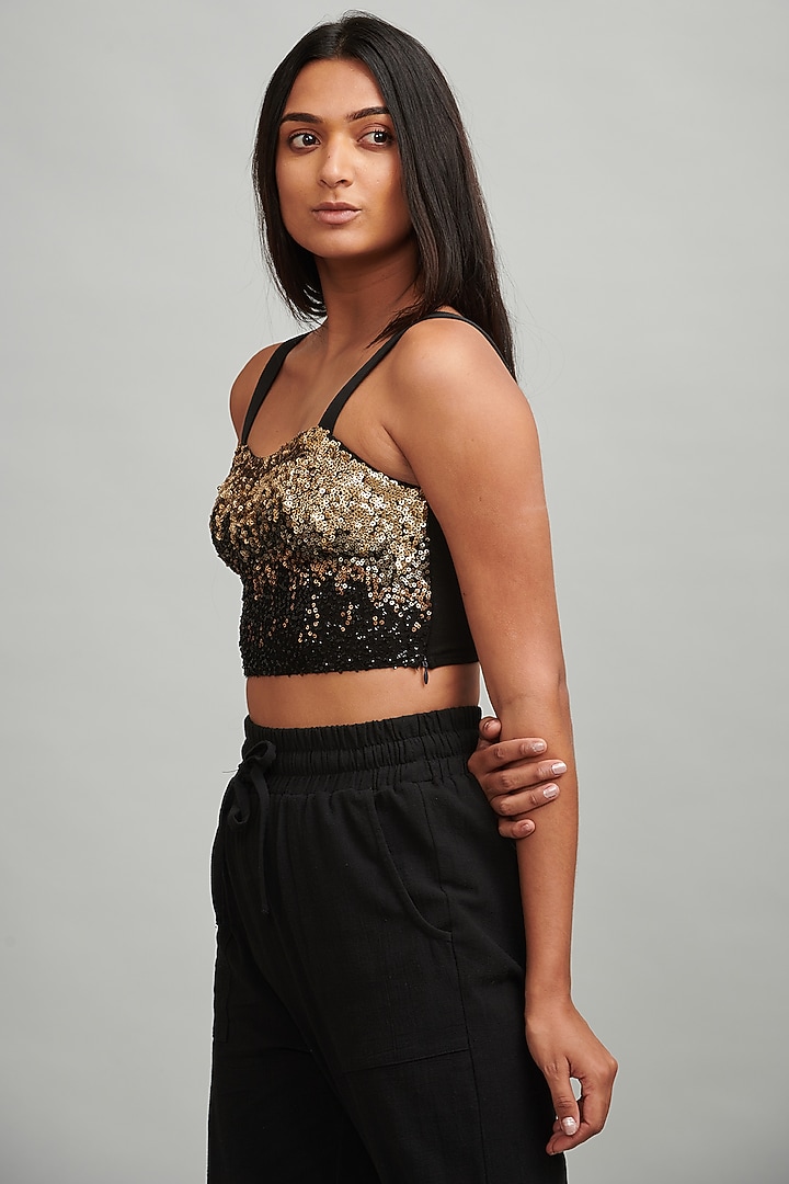 Black Sequins Embroidered Bralette by Dash and Dot at Pernia's Pop Up Shop