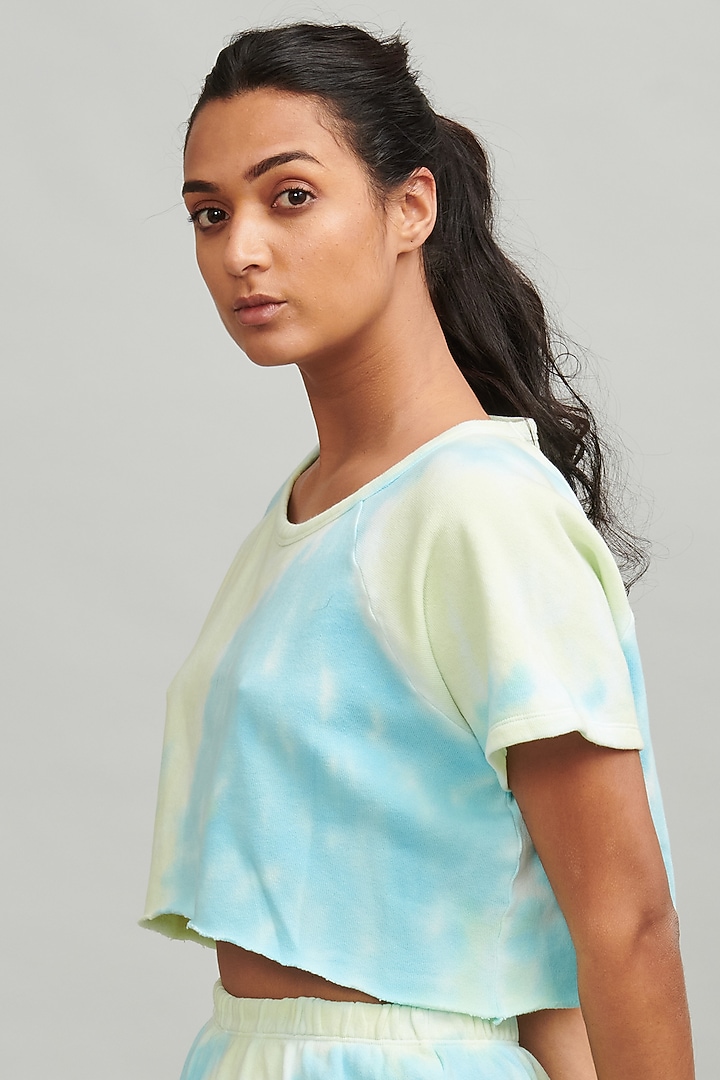 Aqua Blue & Lemon Yellow Tie-Dyed Co-Ord Set by Dash and Dot at Pernia's Pop Up Shop