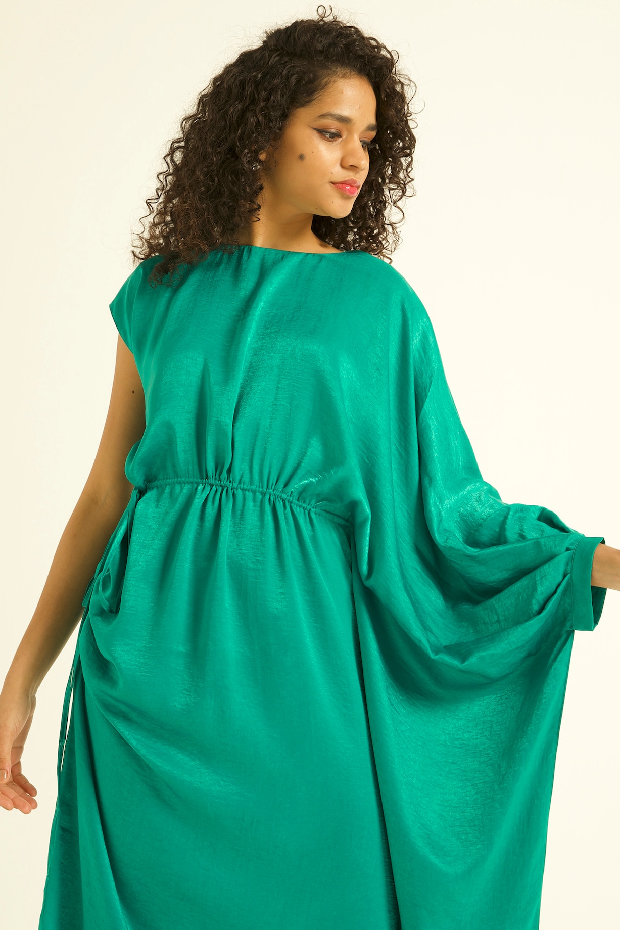 Jade Green Polyester Draped Midi Dress by Dash and Dot at Pernia's Pop Up  Shop 2026