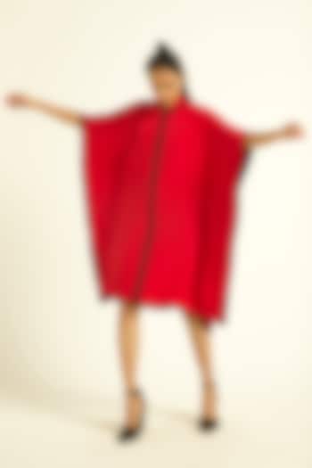 Cherry Red Polyester Mini Summer Dress by Dash and Dot at Pernia's Pop Up Shop