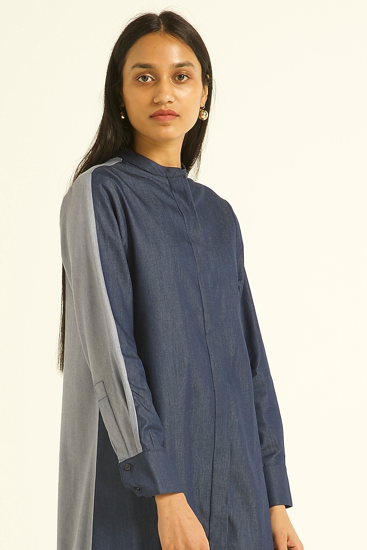 Ash Blue Color-Blocked Midi Dress by Dash and Dot at Pernia's Pop Up Shop