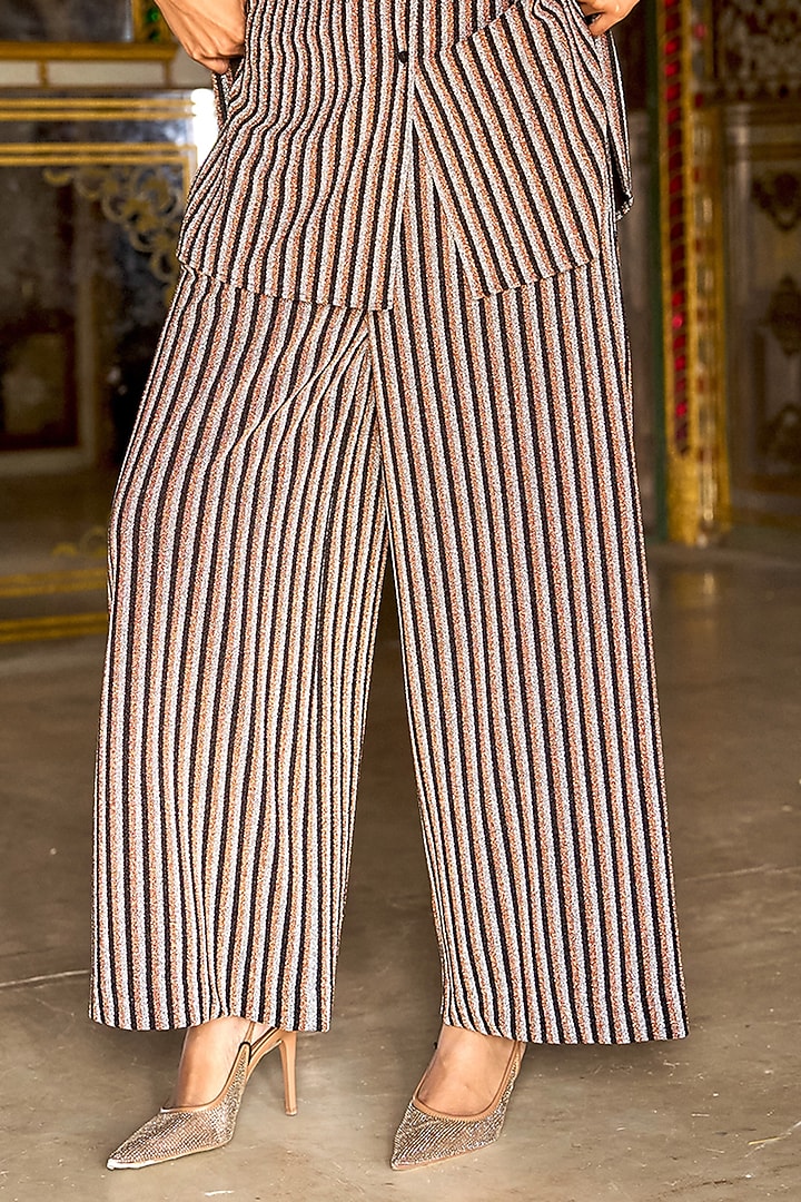 Multi-Colored Knit Striped Flared Pants by Dash and Dot at Pernia's Pop Up Shop