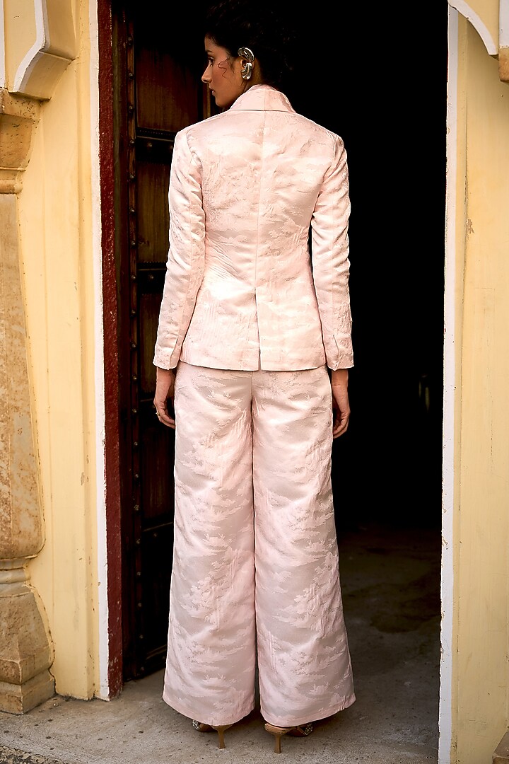 Powder Pink Polyester Wide-Legged Pants by Dash and Dot at Pernia's Pop Up Shop