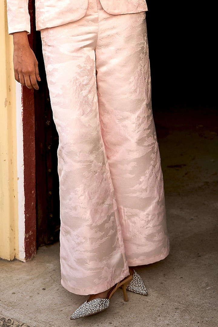 Powder Pink Polyester Wide-Legged Pants by Dash and Dot at Pernia's Pop Up Shop