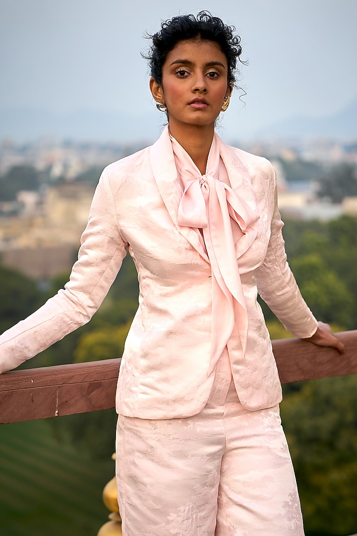 Powder Pink Brocade Blazer Set by Dash and Dot at Pernia's Pop Up Shop
