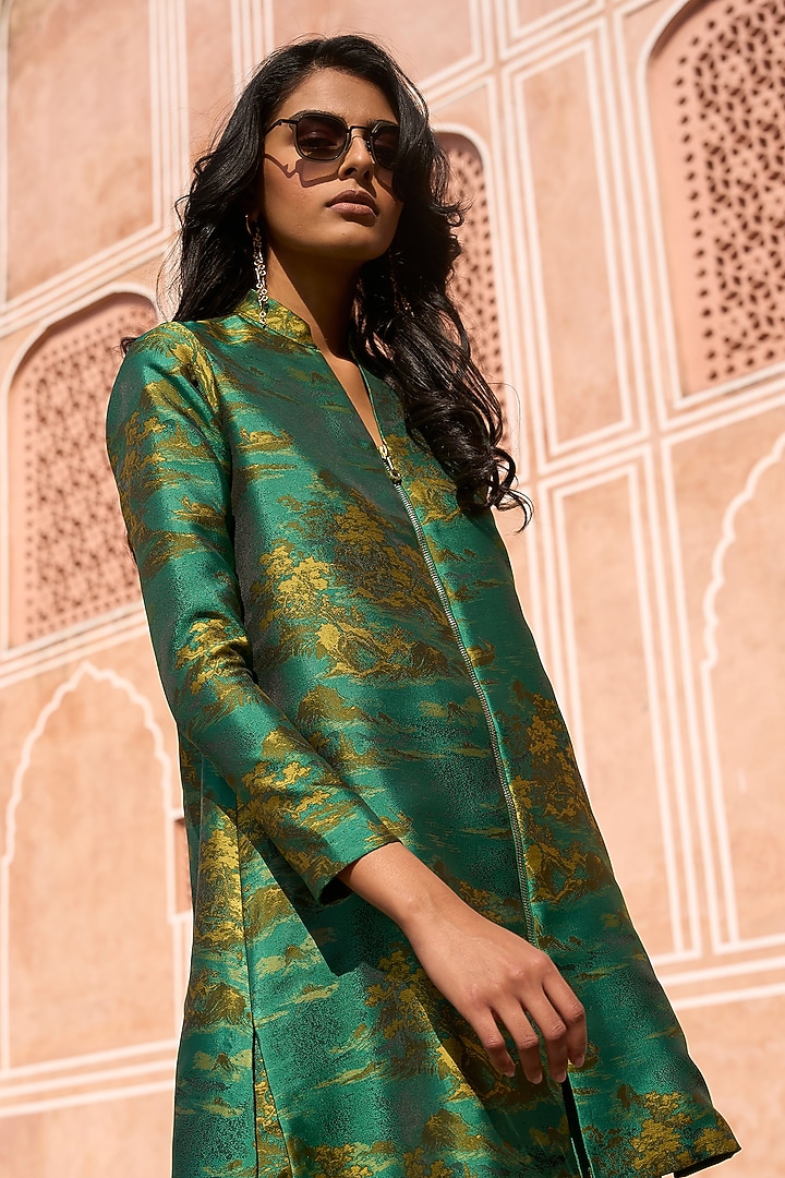 Green Jacquard Top by Dash and Dot at Pernia's Pop Up Shop