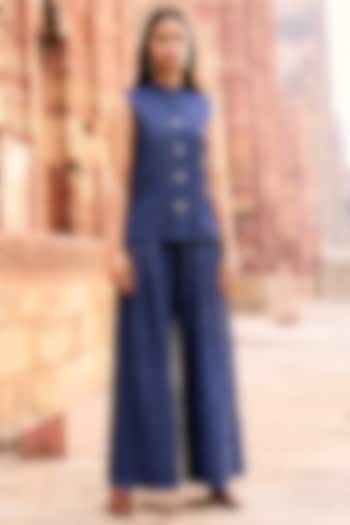 Indigo Soft Knitted Indigo Denim Lace Pants by Dash and Dot at Pernia's Pop Up Shop